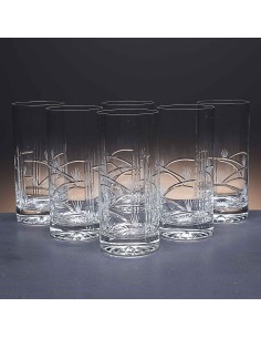 Juego de 6 vasos altos de cristal para whisky o agua - Colección 1127 - Talla 072.