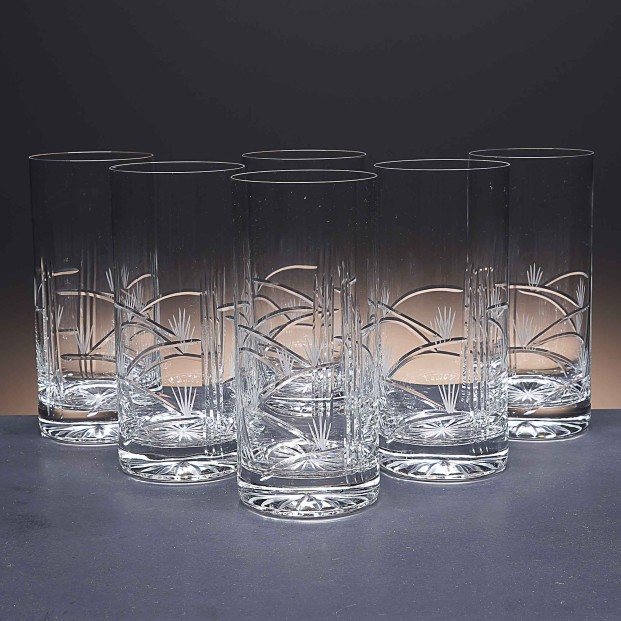 Juego de 6 vasos altos de cristal para whisky o agua - Colección 1127 - Talla 072.