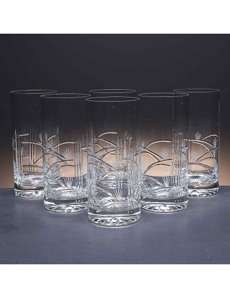 Juego de 6 vasos altos de cristal para whisky o agua - Colección 1127 - Talla 072.