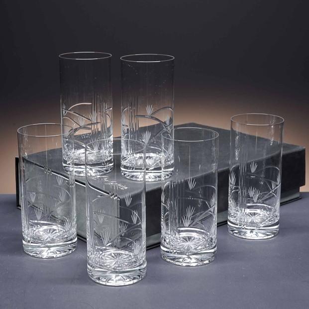 Juego de 6 vasos altos de cristal para whisky o agua - Colección 1127 - Talla 072.
