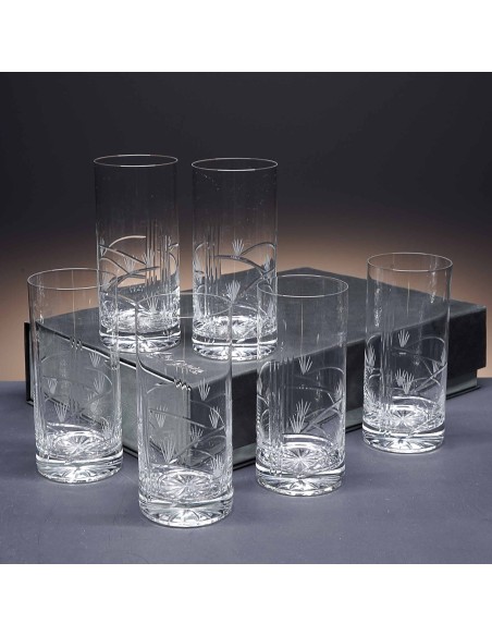 Juego de 6 vasos altos de cristal para whisky o agua - Colección 1127 - Talla 072.