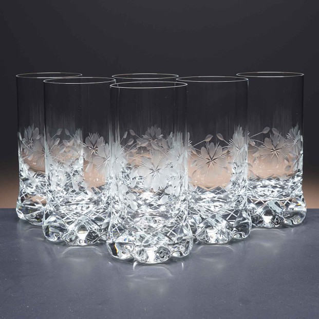 Juego de 6 vasos altos de cristal para whisky o agua - Colección 1164 - Talla 057.