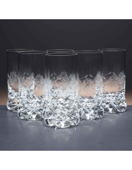 Juego de 6 vasos altos de cristal para whisky o agua - Colección 1164 - Talla 057.
