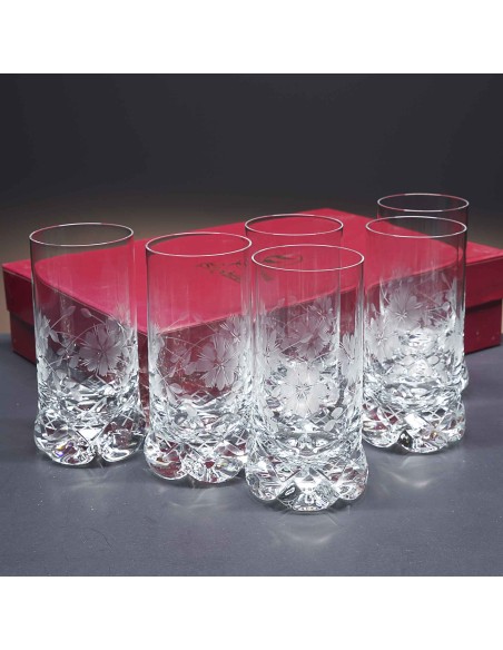Juego de 6 vasos altos de cristal para whisky o agua - Colección 1164 - Talla 057.