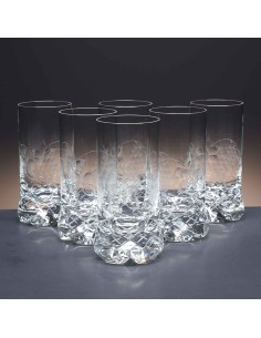Juego de 6 vasos altos de cristal para whisky o agua - Colección 1164 - Talla 066.