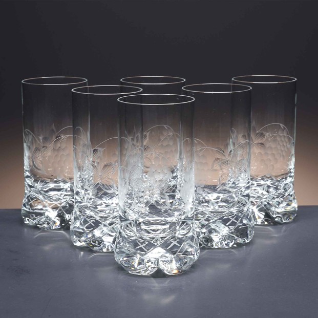 Juego de 6 vasos altos de cristal para whisky o agua - Colección 1164 - Talla 066.