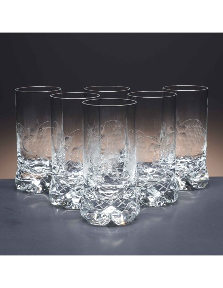 Juego de 6 vasos altos de cristal para whisky o agua - Colección 1164 - Talla 066.
