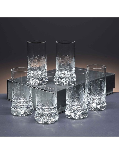 Juego de 6 vasos altos de cristal para whisky o agua - Colección 1164 - Talla 066.