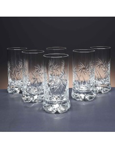 Juego de 6 vasos altos de cristal para whisky o agua - Colección 1164 - Talla 082.