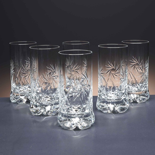 Juego de 6 vasos altos de cristal para whisky o agua - Colección 1164 - Talla 082.