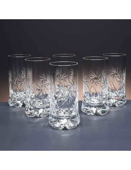 Juego de 6 vasos altos de cristal para whisky o agua - Colección 1164 - Talla 082.