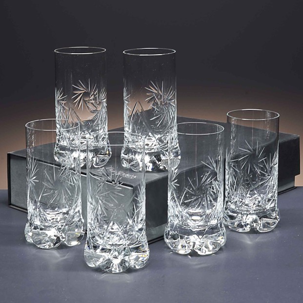Juego de 6 vasos altos de cristal para whisky o agua - Colección 1164 - Talla 082.