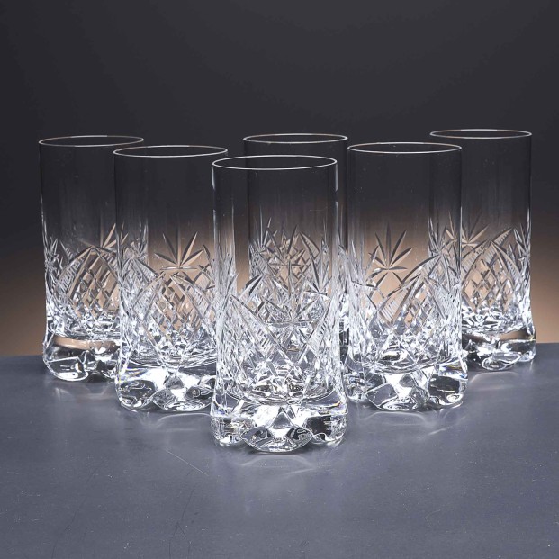Juego de 6 vasos altos de cristal para whisky o agua - Colección 1164 - Talla 105