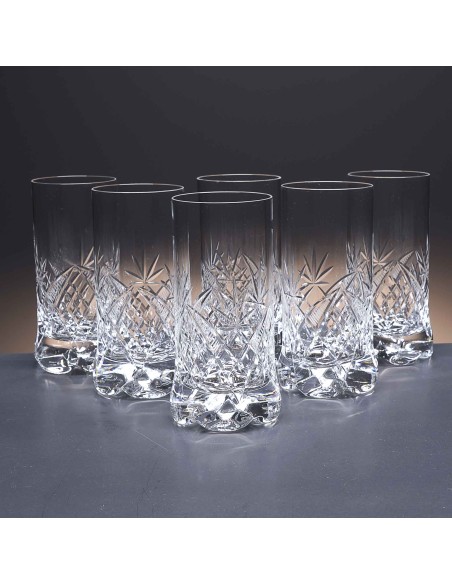 Juego de 6 vasos altos de cristal para whisky o agua - Colección 1164 - Talla 105