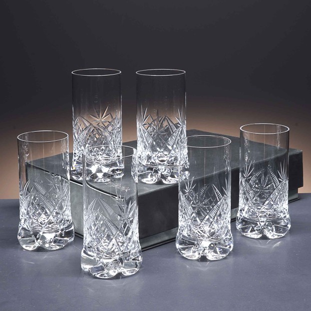 Juego de 6 vasos altos de cristal para whisky o agua - Colección 1164 - Talla 105