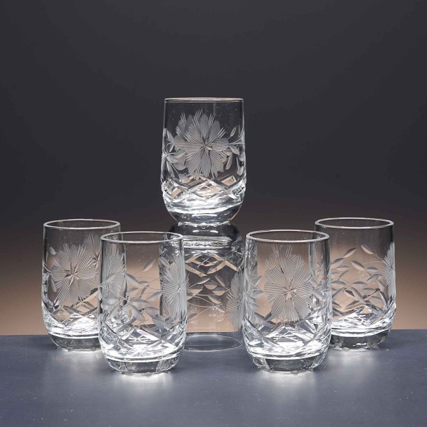 Juego de 6 vasos de cristal para chupitos de licor o whisky - Colección LOTO - Talla 057.