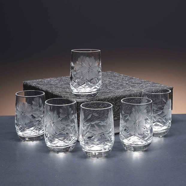 Juego de 6 vasos de cristal para chupitos de licor o whisky - Colección LOTO - Talla 057.
