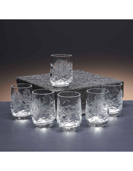Juego de 6 vasos de cristal para chupitos de licor o whisky - Colección LOTO - Talla 057.