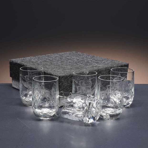 Juego de 6 vasos de cristal para chupitos de licor o whisky - Colección LOTO - Talla 066.