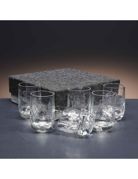 Juego de 6 vasos de cristal para chupitos de licor o whisky - Colección LOTO - Talla 066.