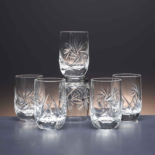 Juego de 6 vasos de cristal para chupitos de licor o whisky - Colección LOTO - Talla 082.