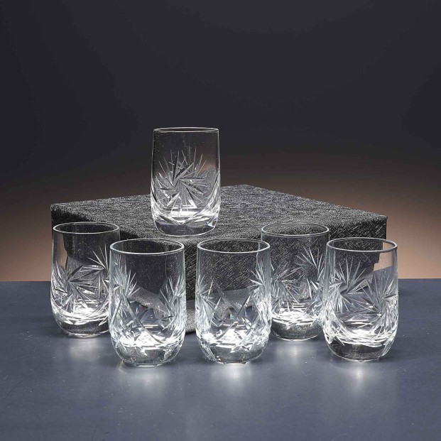 Juego de 6 vasos de cristal para chupitos de licor o whisky - Colección LOTO - Talla 082.