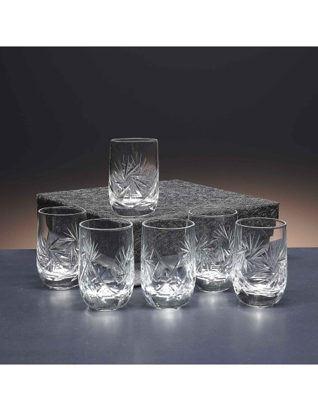 Juego de 6 vasos de cristal para chupitos de licor o whisky - Colección LOTO - Talla 082.