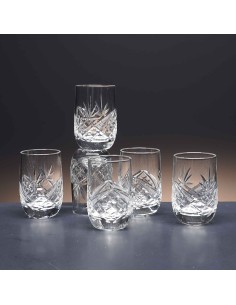 Juego de 6 vasos de cristal para chupitos de licor o whisky - Colección LOTO - Talla 105.