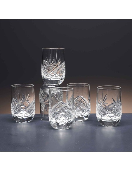 Juego de 6 vasos de cristal para chupitos de licor o whisky - Colección LOTO - Talla 105.