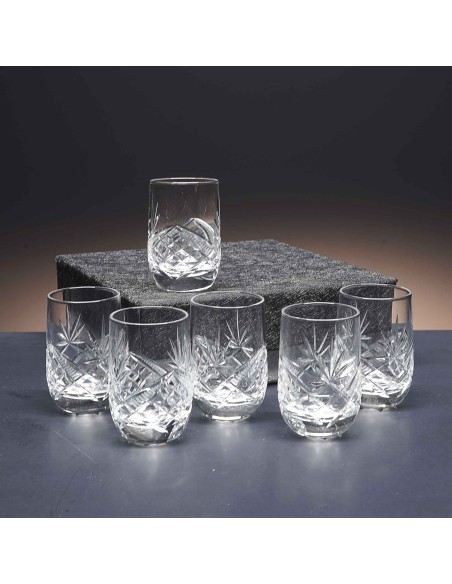Juego de 6 vasos de cristal para chupitos de licor o whisky - Colección LOTO - Talla 105.