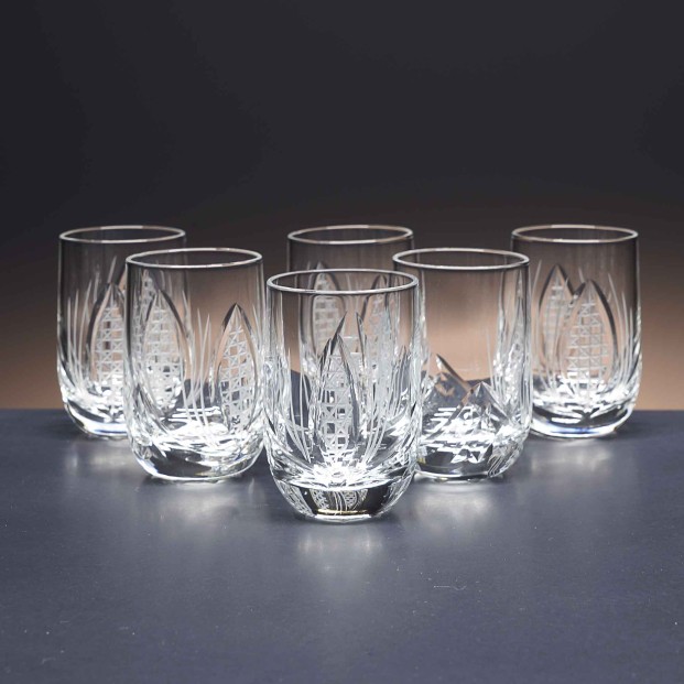 Juego de 6 vasos de cristal para chupitos de licor o whisky - Colección LOTO - Talla 111.
