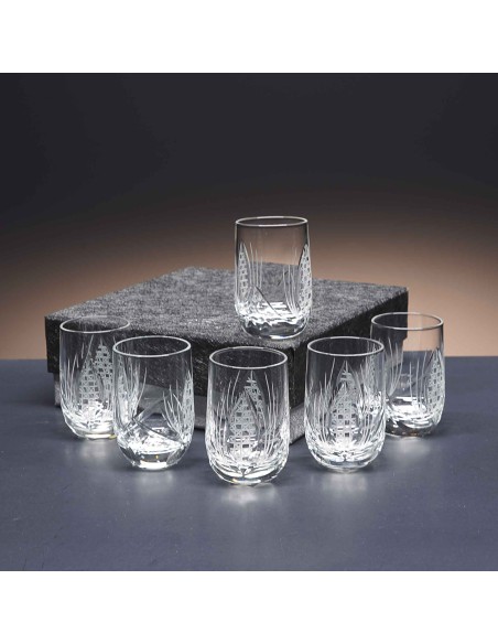 Juego de 6 vasos de cristal para chupitos de licor o whisky - Colección LOTO - Talla 111.
