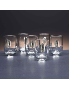 Juego de 6 vasos de cristal para chupitos de licor o whisky - Colección LOTO - Talla Liso.