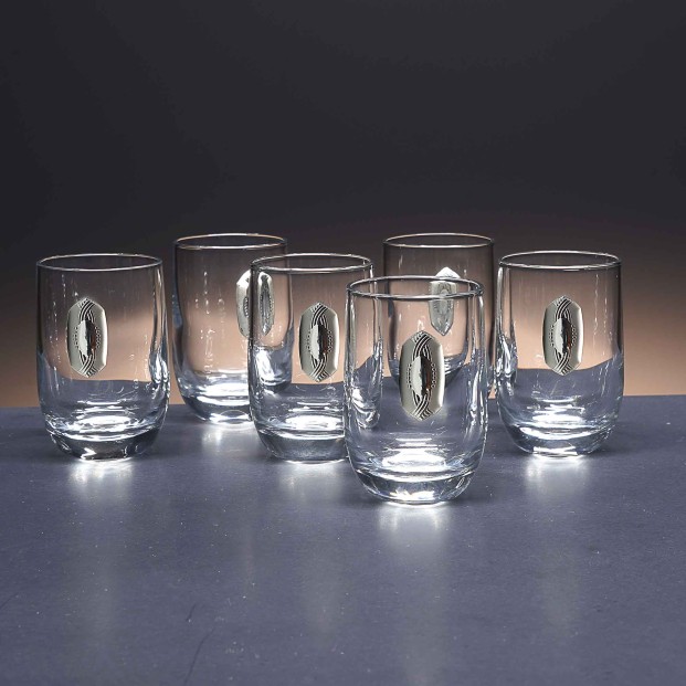 Juego de 6 vasos de cristal para chupitos de licor o whisky - Colección LOTO - Talla Liso.