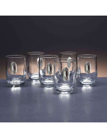 Juego de 6 vasos de cristal para chupitos de licor o whisky - Colección LOTO - Talla Liso.