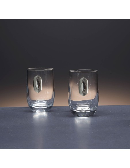 Juego de 6 vasos de cristal para chupitos de licor o whisky - Colección LOTO - Talla Liso.