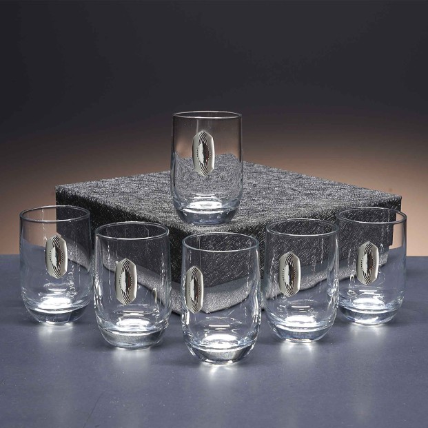 Juego de 6 vasos de cristal para chupitos de licor o whisky - Colección LOTO - Talla Liso.