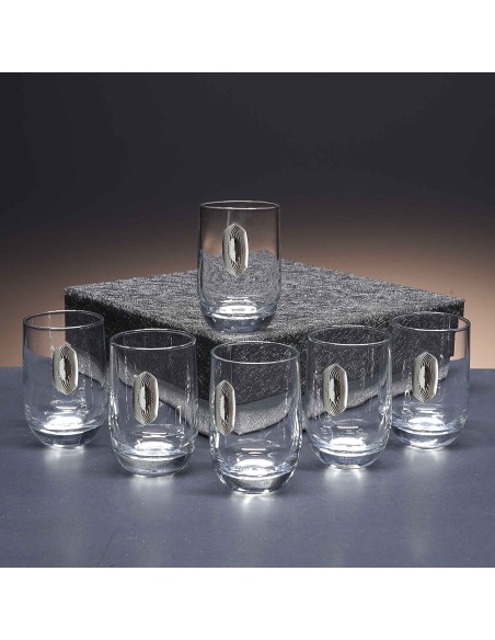 Juego de 6 vasos de cristal para chupitos de licor o whisky - Colección LOTO - Talla Liso.