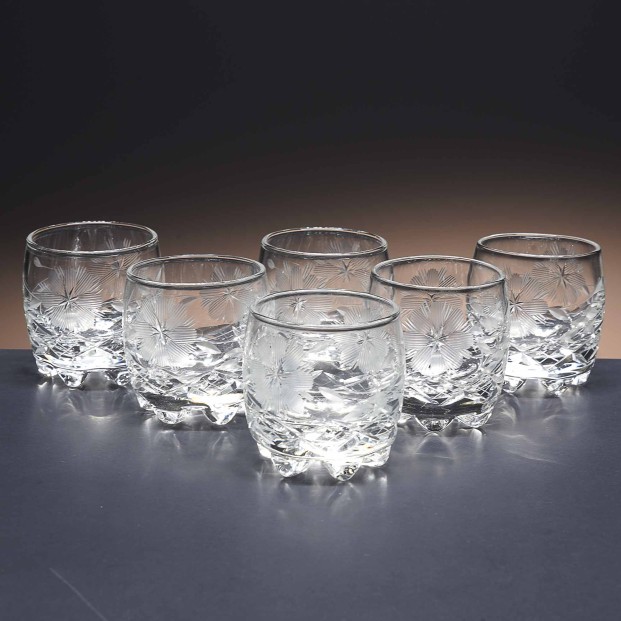 Juego de 6 vasos de cristal para chupitos de licor o whisky - Colección GALAXIA - Talla 057.