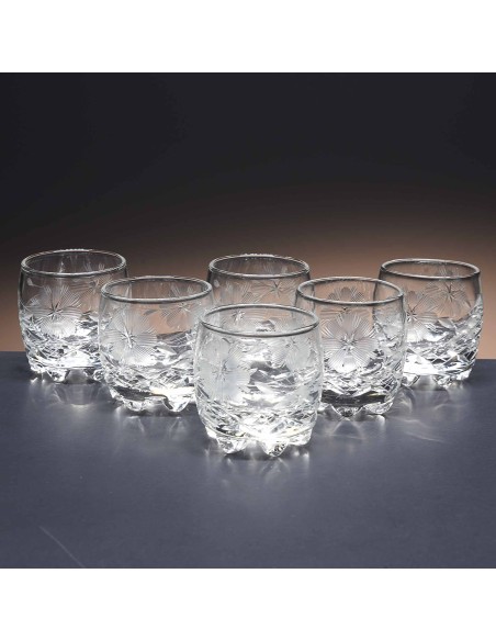 Juego de 6 vasos de cristal para chupitos de licor o whisky - Colección GALAXIA - Talla 057.