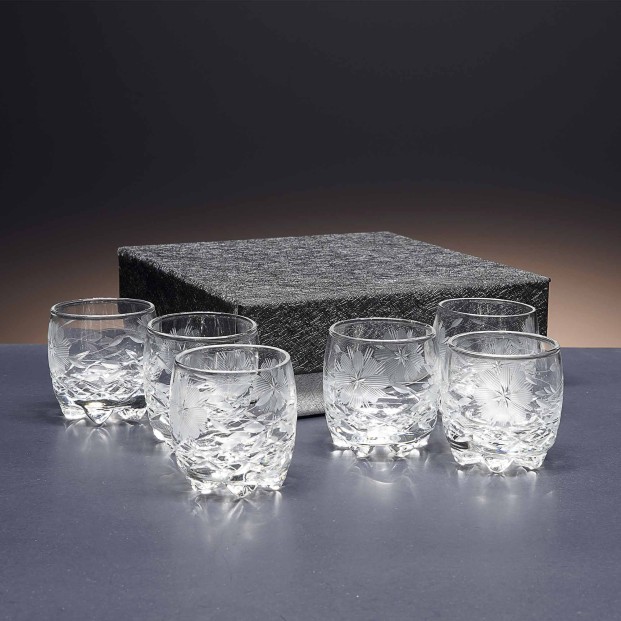 Juego de 6 vasos de cristal para chupitos de licor o whisky - Colección GALAXIA - Talla 057.