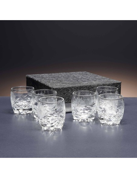 Juego de 6 vasos de cristal para chupitos de licor o whisky - Colección GALAXIA - Talla 057.