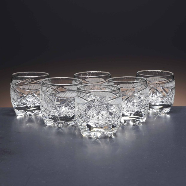 Juego de 6 vasos de cristal para chupitos de licor o whisky - Colección GALAXIA - Talla 115.
