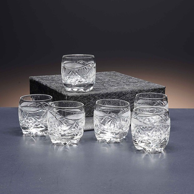 Juego de 6 vasos de cristal para chupitos de licor o whisky - Colección GALAXIA - Talla 115.