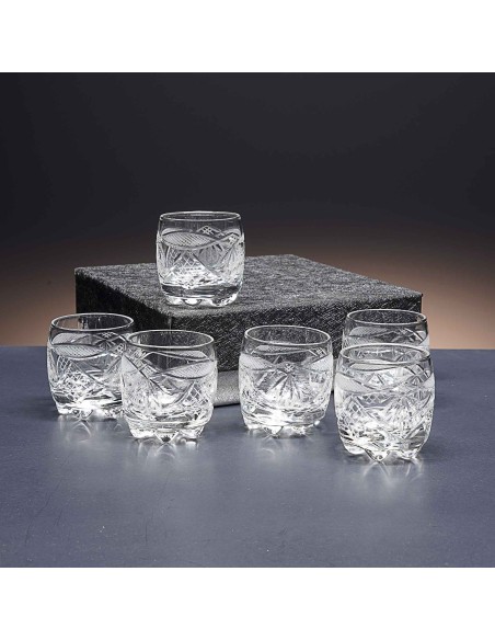Juego de 6 vasos de cristal para chupitos de licor o whisky - Colección GALAXIA - Talla 115.