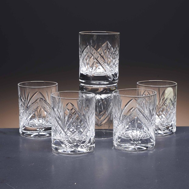 Juego de 6 vasos de cristal para chupitos de licor o whisky - Colección 25089 - Talla 090.
