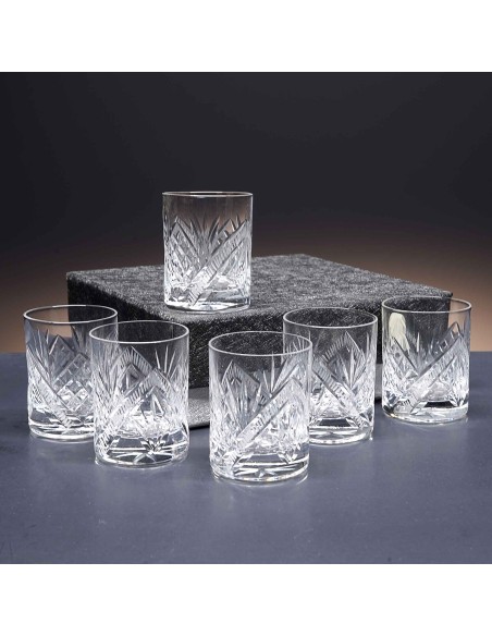 Juego de 6 vasos de cristal para chupitos de licor o whisky - Colección 25089 - Talla 090.
