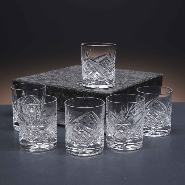 Juego de 6 vasos de cristal para chupitos de licor o whisky - Colección 25089 - Talla 105.