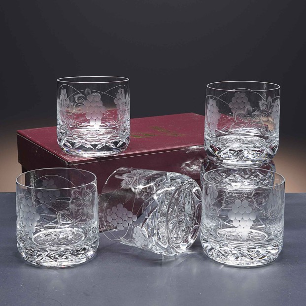 Juego de 6 vasos bajos de cristal para whisky o agua - Colección 3030 - Talla 066.