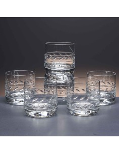Juego de 6 vasos bajos de cristal para whisky o agua - Colección 3030 - Talla 424.